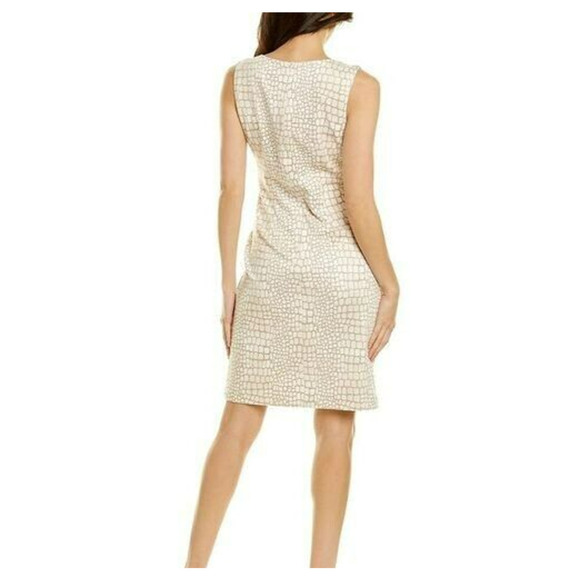 J. McLaughlin Kamala Faux Suede Shift Dress Size Large Beige Crocodile Print NWT - Picture 6 of 9